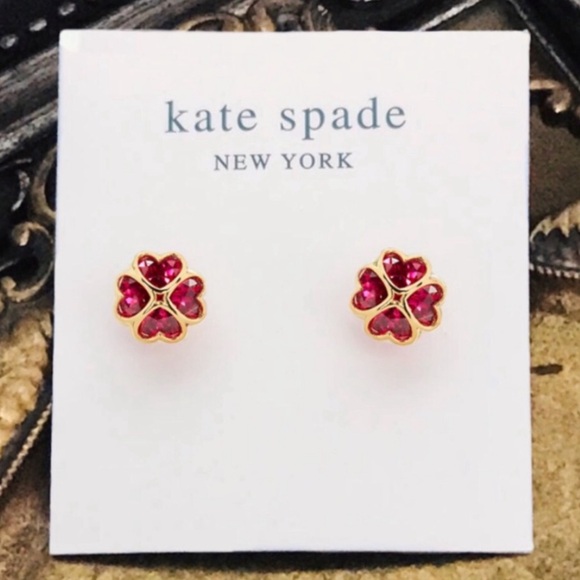 KATE SPADE • Gold Something Sparkly Ruby Crystal Earrings - Picture 4 of 4
